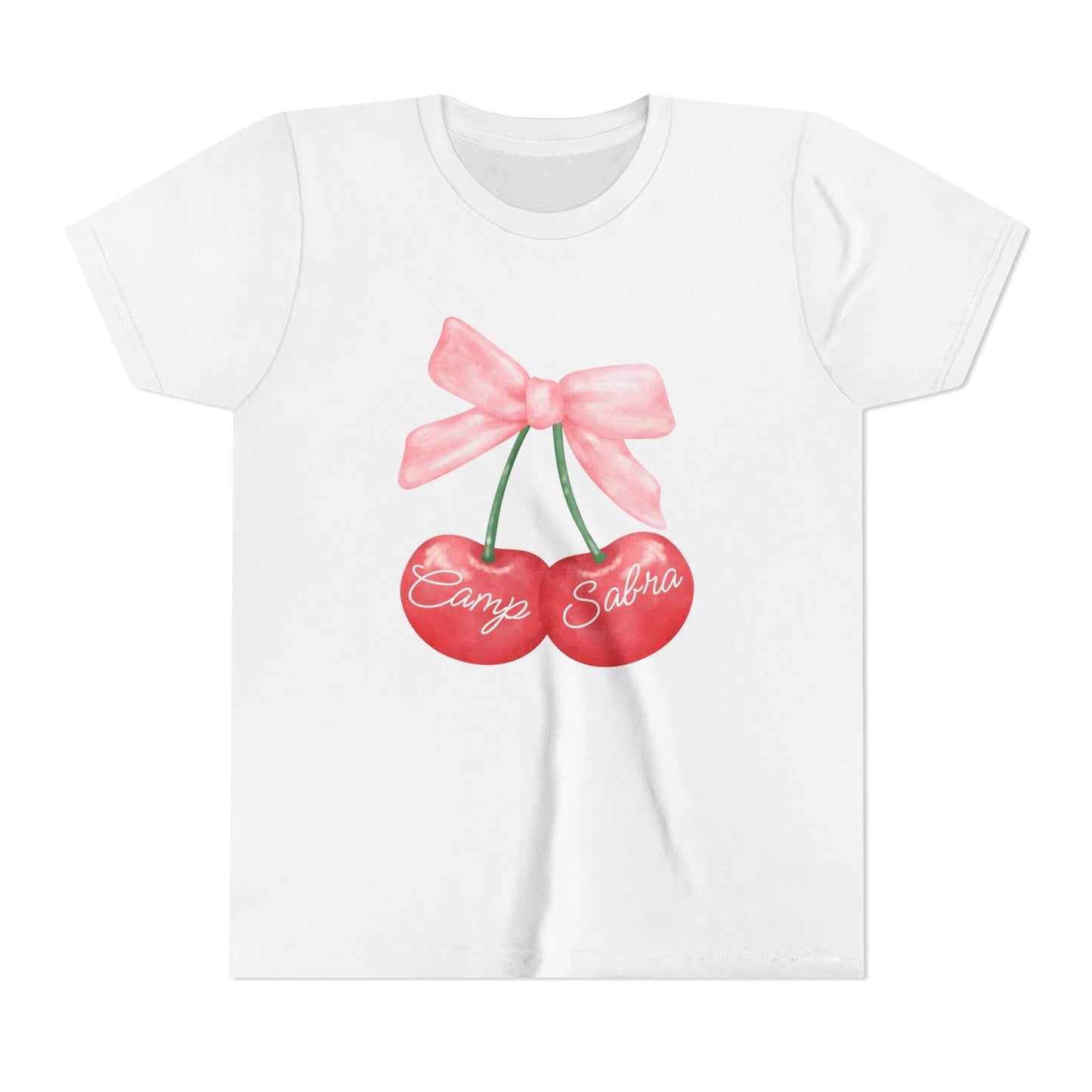 Pink Cherry Bow Tee, Crop or Sweatshirt