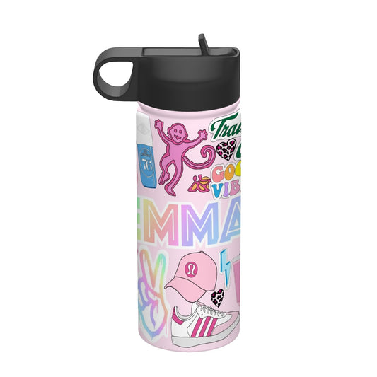 18oz Insulated Water Bottle- Preppy Girl