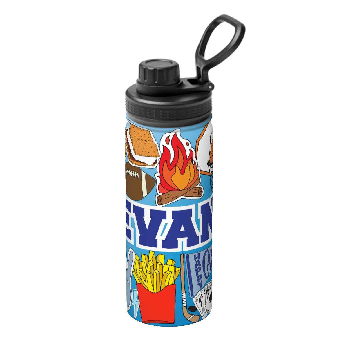18oz Insulated Water Bottle-Happy Camper Boy