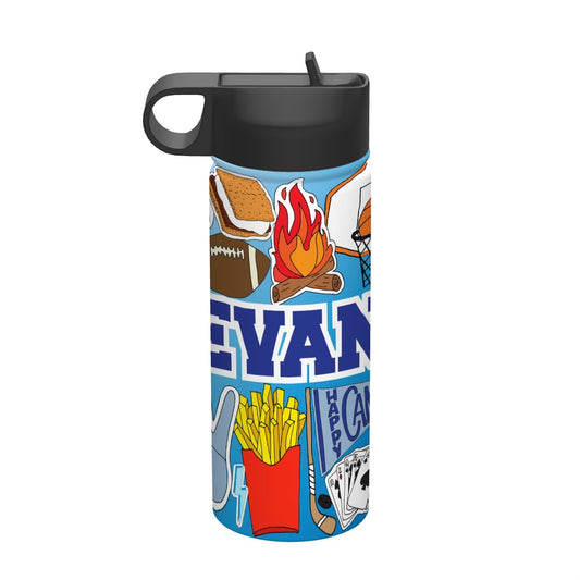 18oz Insulated Water Bottle-Happy Camper Boy