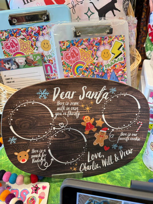 Personalized Santa Cookie & Milk Platter – Custom Holiday Keepsake