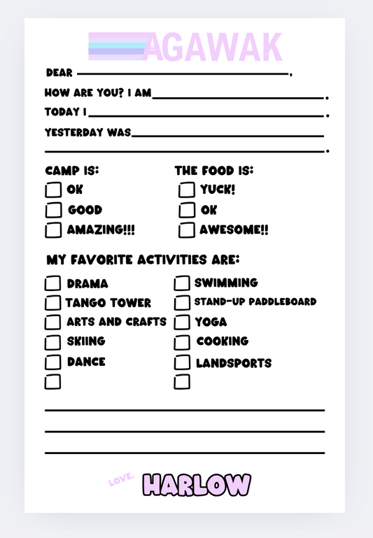 Fill-in Letters From Camp AV Style