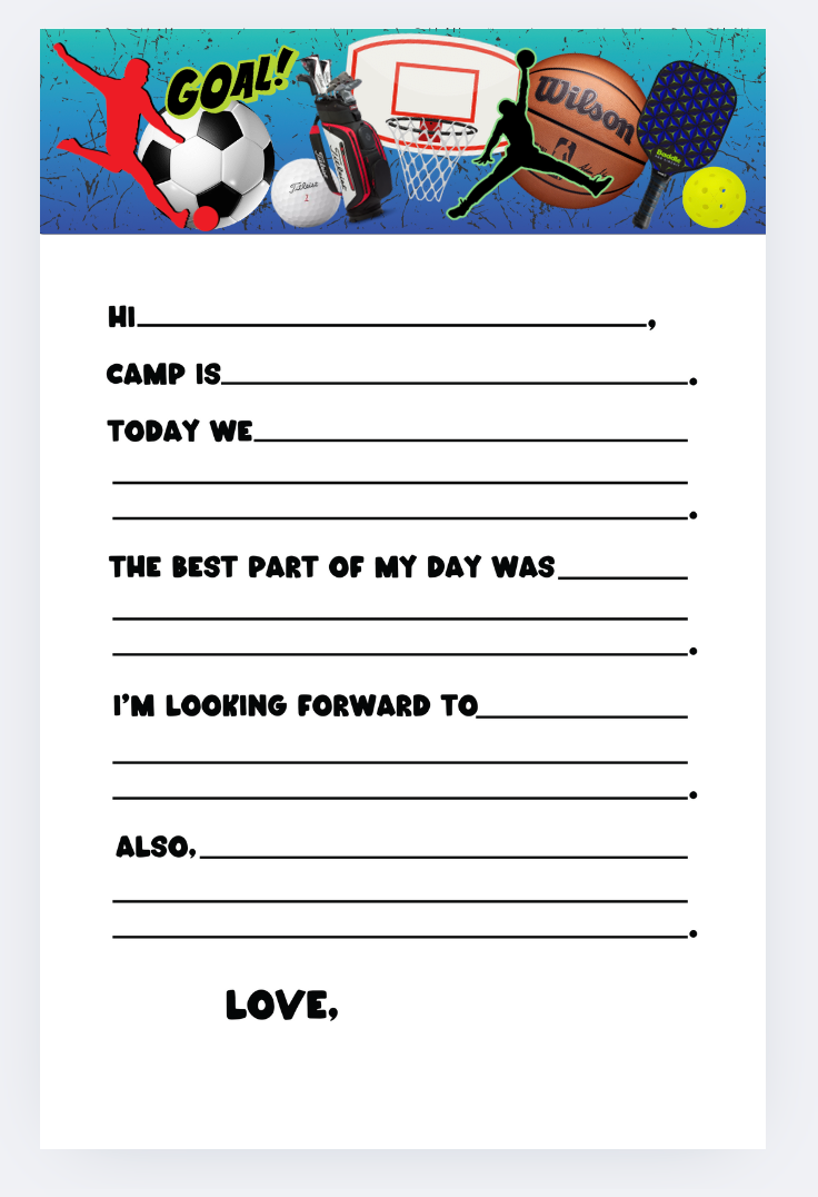Prompted Letters From Camp Sports