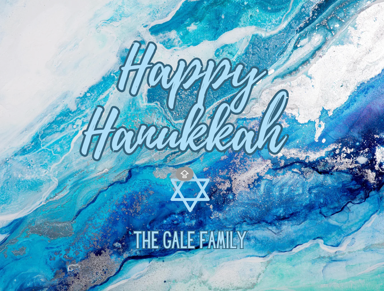 Happy Hanukkah TRAY with blue and white abstract design and Star of David