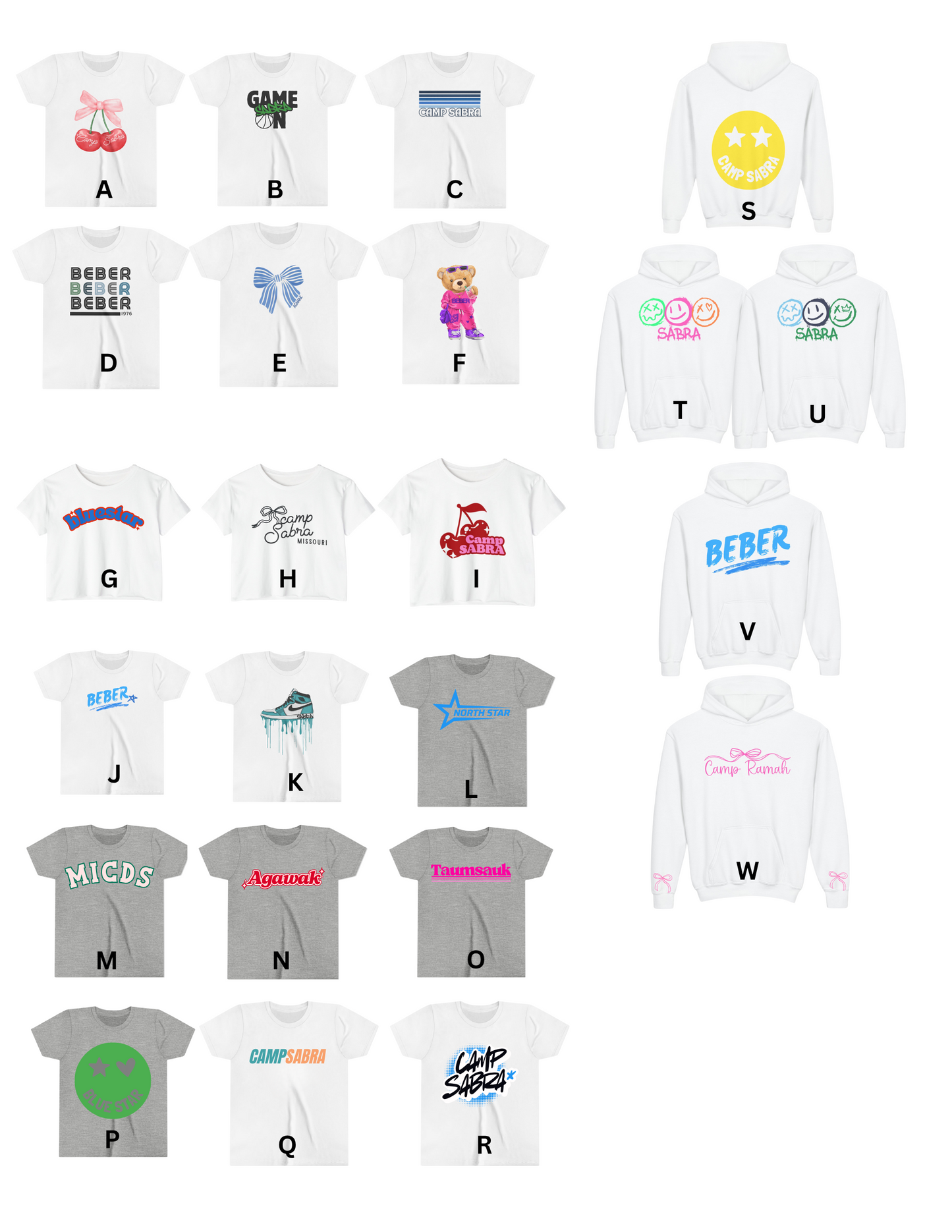 Custom Camp Cropped Tee | Sabra, Beber, North Star, Agawak, Guci, Blue Star & More