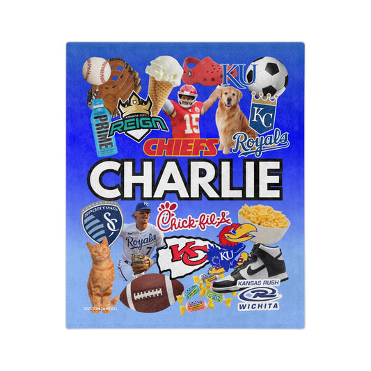 teen boy bar mitzvah or birthday gift favorite things collage blanket for home or camp.