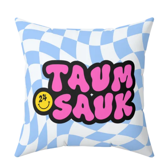 Decorative Wavy retro styled throw pillow for camp autographs